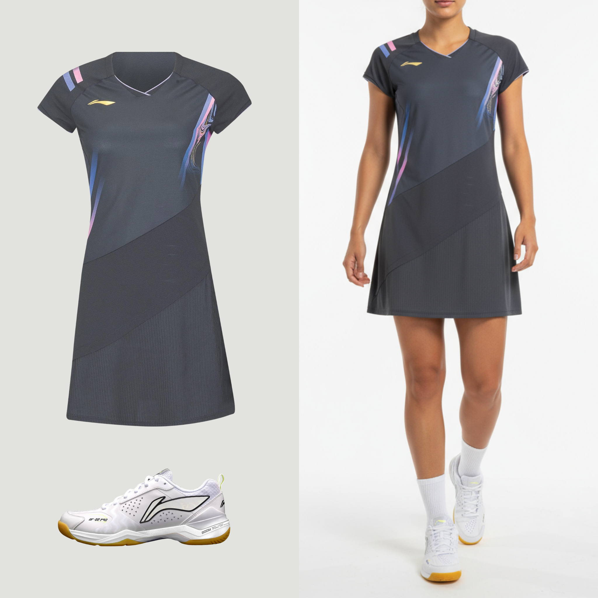 Li-Ning Side Effect zwarte jurk